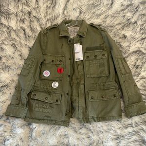 Zadig & Voltaire KRISY GRUNGE UTILITY JACKET WITH PINS IN GREEN